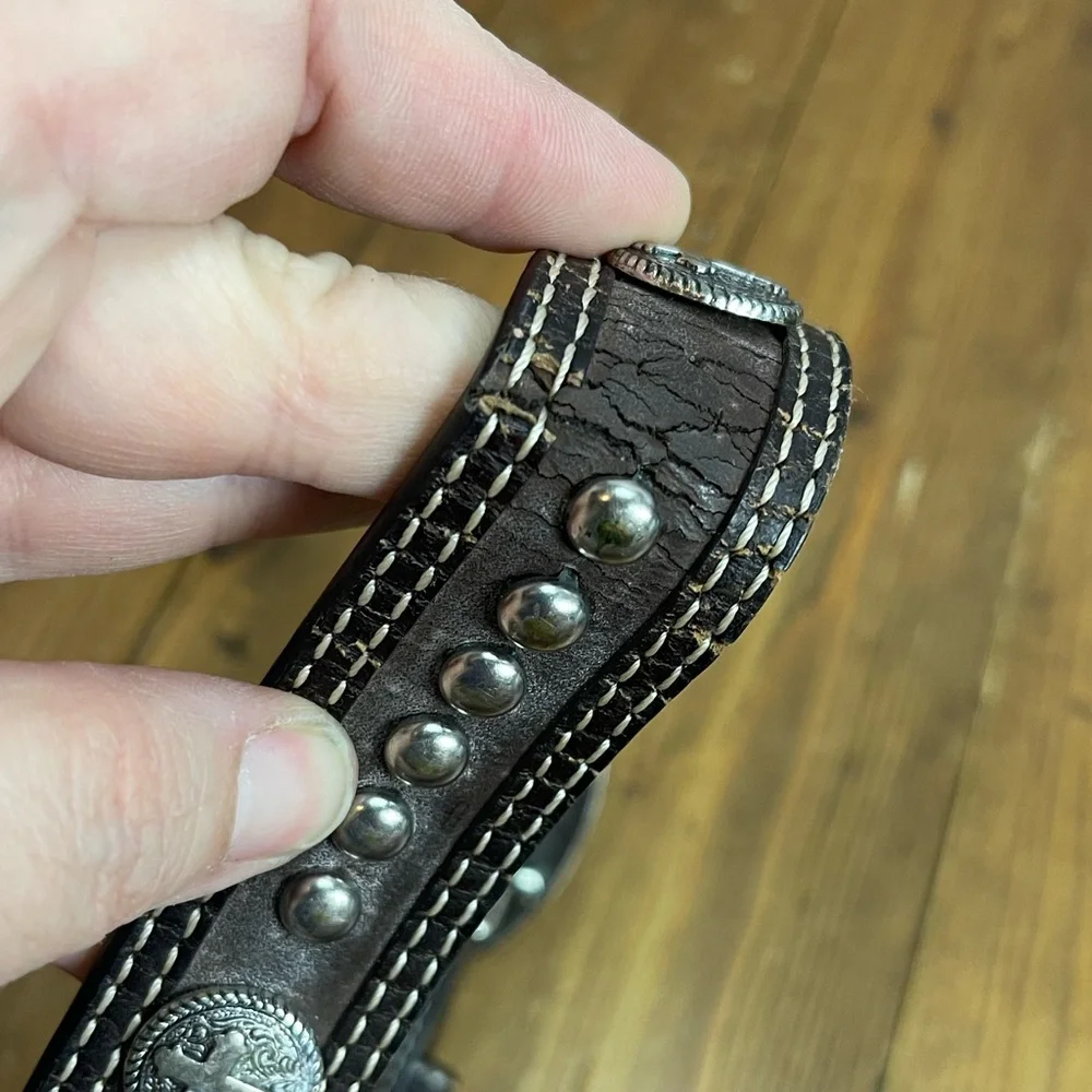 Cavenders kids western belt with bull rider buckle